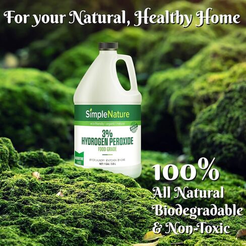 SimpleNature 12% Food Grade Hydrogen Peroxide Solution - 1 Gallon - Natural Multipurpose Cleaner - Made in USA - Ideal for Commercial, Residential, Kitchen, Bath, Laundry, and More - Ecofriendly in Saudi Arabia