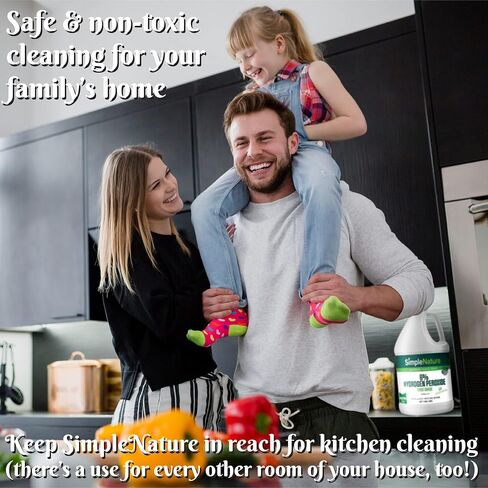 SimpleNature 12% Food Grade Hydrogen Peroxide Solution - 1 Gallon - Natural Multipurpose Cleaner - Made in USA - Ideal for Commercial, Residential, Kitchen, Bath, Laundry, and More - Ecofriendly in Saudi Arabia