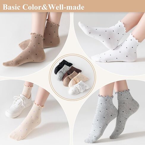 Women's Ankle Socks,Ruffle Cuff,Cute Vintage Patterned,Casual Dress Sock,Princess Lettuce Floral Socks 6Pack in Saudi Arabia