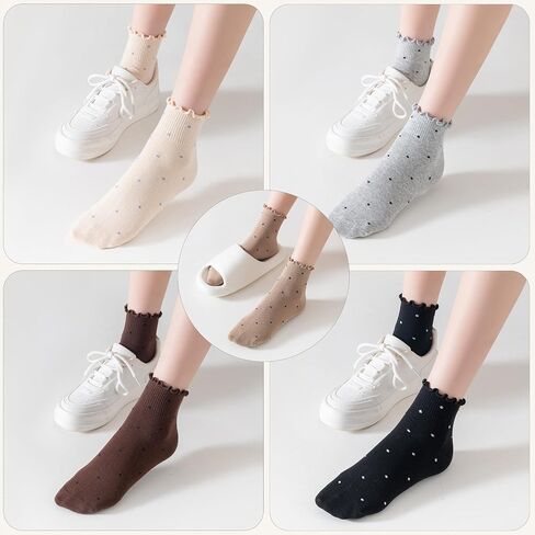 Women's Ankle Socks,Ruffle Cuff,Cute Vintage Patterned,Casual Dress Sock,Princess Lettuce Floral Socks 6Pack in Saudi Arabia