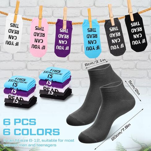 Ramede 6 Pairs Teacher Ankle Socks Nurse Socks Bulk for Women If You Can Read This for Appreciation Presents in Saudi Arabia