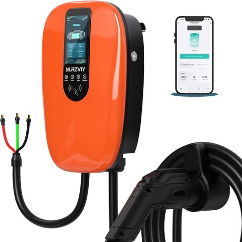 Level 2 EV Charger for Home 48 Amp 240V Electric Vehicle Charging Station with App Control, Indoor/Outdoor EVSE with WiFi/Bluetooth, Hardwired in Saudi Arabia