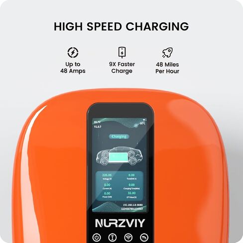 Level 2 EV Charger for Home 48 Amp 240V Electric Vehicle Charging Station with App Control, Indoor/Outdoor EVSE with WiFi/Bluetooth, Hardwired in Saudi Arabia