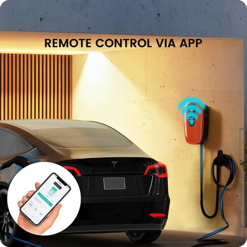 Level 2 EV Charger for Home 48 Amp 240V Electric Vehicle Charging Station with App Control, Indoor/Outdoor EVSE with WiFi/Bluetooth, Hardwired in Saudi Arabia
