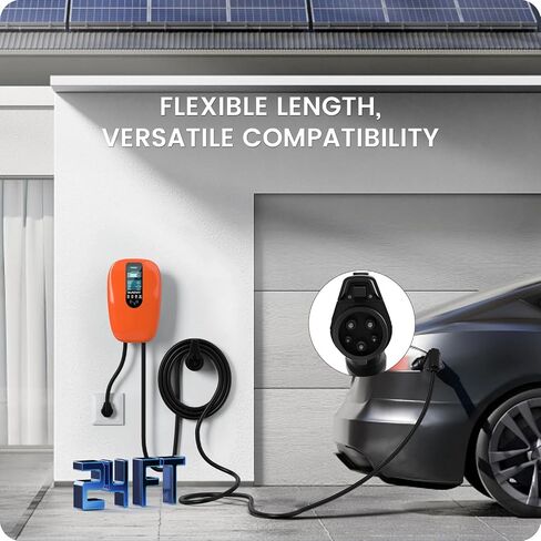 Level 2 EV Charger for Home 48 Amp 240V Electric Vehicle Charging Station with App Control, Indoor/Outdoor EVSE with WiFi/Bluetooth, Hardwired in Saudi Arabia