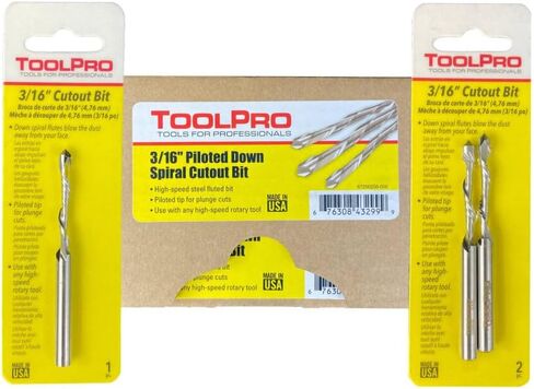 لقمة قطع حلزونية للأسفل مقاس 3/16 بوصة من TOOLPRO، عبوتان in Saudi Arabia