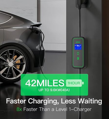 المستوى 1 و 2 EV Charger 16 AMP 110-240V ، شاحن سيارة كهربائي مع تطبيق ذكي ، محطات شحن المركبات مع شاشة LCD للمنزل ، متوافق مع J1772 EV ، NEMA 6-20 مع NEMA 5-15 PLUT in Saudi Arabia