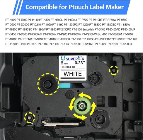 USUPERINK 2PK متوافق مع شريط صانع الملصقات Brother P-Touch TZe-FX221 TZ-FX221 TZe-221 TZ-221 أسود على أبيض 9 مم 3/8 بوصة 0.35 بوصة شريط ملصقات TZe TZ مرن لـ PT-D200 PT-D200G PT- D210 PT-1090 in Kuwait
