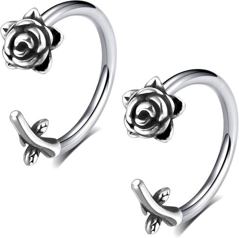 16G Rose Flower Lip Rings Surgical Steel Snake Bite Jewelry for Snake Bites Piecing, Horseshoe Labret Jewelry for Lip Piercing, 16 Gauge in Saudi Arabia