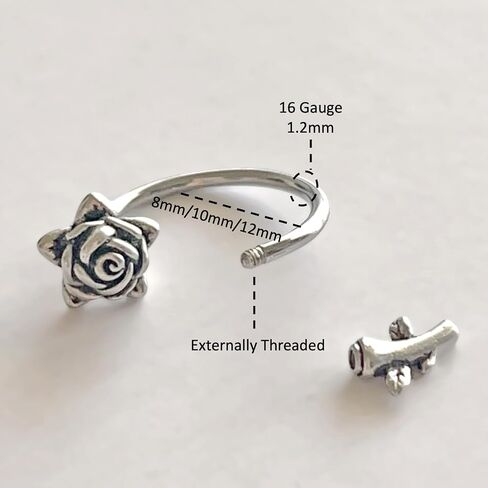 16G Rose Flower Lip Rings Surgical Steel Snake Bite Jewelry for Snake Bites Piecing, Horseshoe Labret Jewelry for Lip Piercing, 16 Gauge in Saudi Arabia