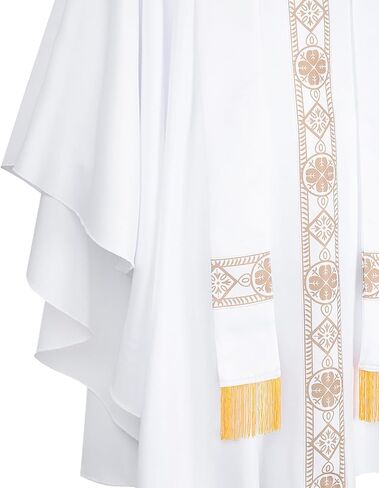Church Catholic Priest Chasubles Vestments, Robe Chasuble Mass Round Collar Robe with Stole Men in Kuwait