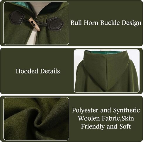 Men Renaissance Cloak with Lining,Medieval Cloak with Hood Men Women,Warm Cape for Women,Winter Cape for Adult in Kuwait