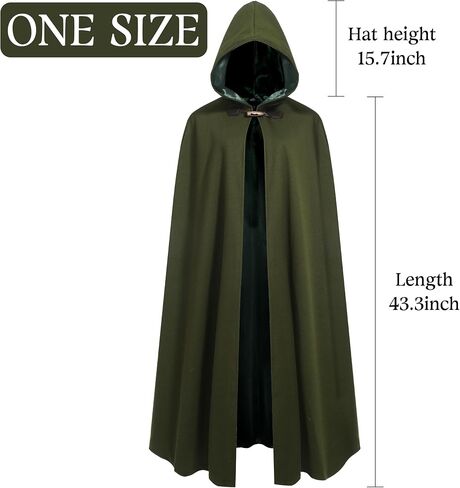 Men Renaissance Cloak with Lining,Medieval Cloak with Hood Men Women,Warm Cape for Women,Winter Cape for Adult in Kuwait