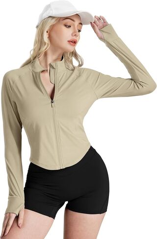 GYM RAINBOW Women's UPF 50+ Sun Protection Jacket Cooling Cropped Lightweight Sun Shirt Running Jacket Outdoor Hiking in Kuwait