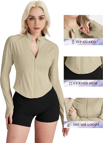 GYM RAINBOW Women's UPF 50+ Sun Protection Jacket Cooling Cropped Lightweight Sun Shirt Running Jacket Outdoor Hiking in Kuwait