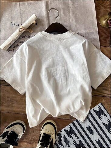 Men's Graphic Letter Print Tees Crewneck Short Sleeve Baggy Drop Shoulder Vintage T Shirts Streetwear in Saudi Arabia