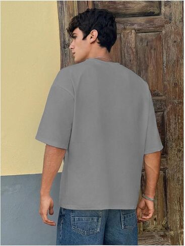 Men's Graphic Letter Print Tees Crewneck Short Sleeve Baggy Drop Shoulder Vintage T Shirts Streetwear in Saudi Arabia