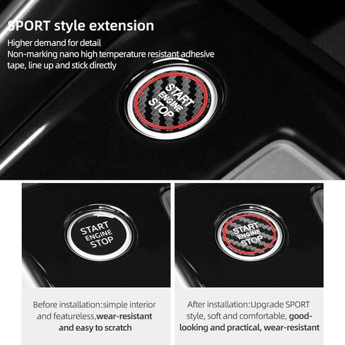 BETTERHUMZ Car Engine Start Button Sticker Compatible with Audi A3 8Y S3 RS3 Sportback 2021-2025 for Alcantara Key Ignition Button Trim Interior Molding Accessories (Carbon) in Saudi Arabia