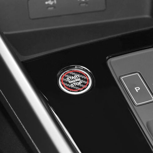 BETTERHUMZ Car Engine Start Button Sticker Compatible with Audi A3 8Y S3 RS3 Sportback 2021-2025 for Alcantara Key Ignition Button Trim Interior Molding Accessories (Carbon) in Saudi Arabia