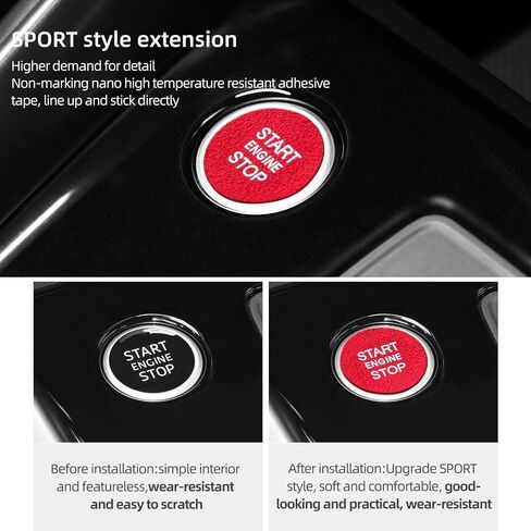 BETTERHUMZ Car Engine Start Button Sticker Compatible with Audi A3 8Y S3 RS3 Sportback 2021-2025 for Alcantara Key Ignition Button Trim Interior Molding Accessories (Carbon) in Saudi Arabia