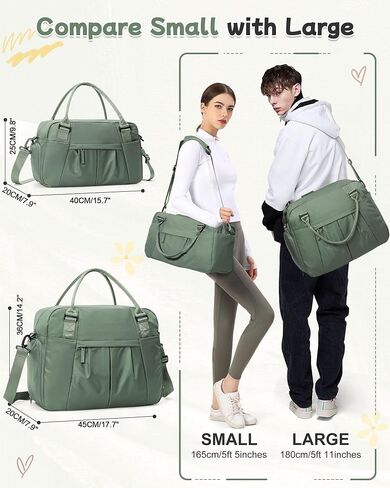حقيبة Duffel Travel for Women - حمل صغير في أسبوع مقاومة للماء ، حمل حقيبة مع مقصورة الأحذية ، جيب الرطب وأكمام عربة - مثالية للصالة الرياضية واليوغا والسباحة والرقص والتمرين الأخضر in Kuwait