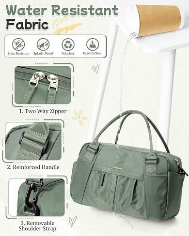 حقيبة Duffel Travel for Women - حمل صغير في أسبوع مقاومة للماء ، حمل حقيبة مع مقصورة الأحذية ، جيب الرطب وأكمام عربة - مثالية للصالة الرياضية واليوغا والسباحة والرقص والتمرين الأخضر in Kuwait