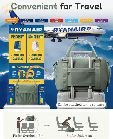 حقيبة Duffel Travel for Women - حمل صغير في أسبوع مقاومة للماء ، حمل حقيبة مع مقصورة الأحذية ، جيب الرطب وأكمام عربة - مثالية للصالة الرياضية واليوغا والسباحة والرقص والتمرين الأخضر in Kuwait