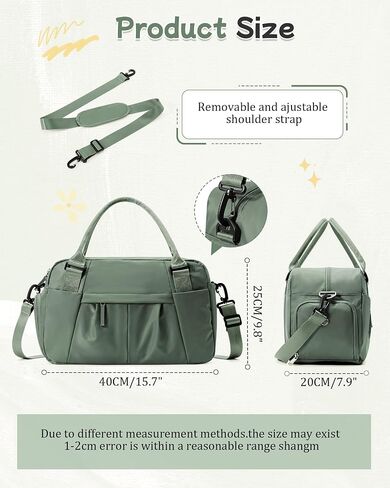 حقيبة Duffel Travel for Women - حمل صغير في أسبوع مقاومة للماء ، حمل حقيبة مع مقصورة الأحذية ، جيب الرطب وأكمام عربة - مثالية للصالة الرياضية واليوغا والسباحة والرقص والتمرين الأخضر in Kuwait