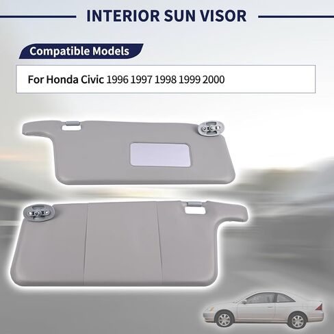 2PCS Interior Sun Visor Sunvisor Compatible with Honda Civic 1996 1997 1998 1999 2000 iES CX DX EX EXR HX LX Replace 83230-S01-A32ZC 83280-S01-A32ZA Pair Left & Right Sun Visors in Saudi Arabia