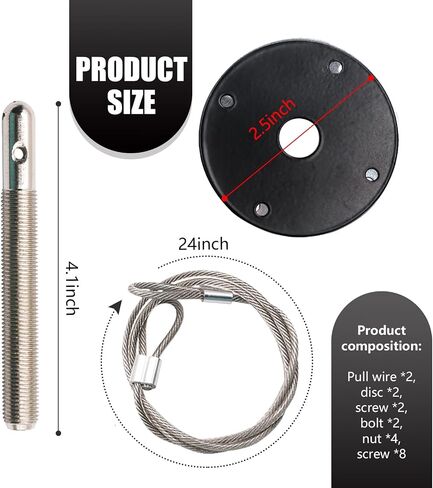 2 PCS Hood Pins Set, Engine Hood Lock Shock-Absorbing Hardware Fixer, Stainless Steel Anti-Rust Accessories with Racing Lanyard Hook Nut Screw, Universal for Most Cars Repair Tool (Black) in Saudi Arabia