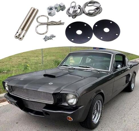 2 PCS Hood Pins Set, Engine Hood Lock Shock-Absorbing Hardware Fixer, Stainless Steel Anti-Rust Accessories with Racing Lanyard Hook Nut Screw, Universal for Most Cars Repair Tool (Black) in Saudi Arabia