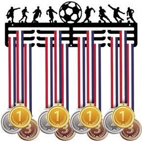Soccer Medal Hanger Display, Wall Mount Medal holder, Awards Ribbon Display Rack, Sturdy Steel Metal Frame, Sport Race Gifts, Easy to Install