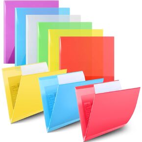 72 Pcs Plastic Folders with Pockets 6 Assorted Colors Plastic Folders with 2 Pockets and Business Card Slot Keeps Letter Size Paper for School, Home, and Work