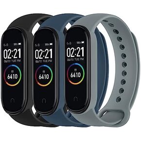 3 Pack Bands for Xiaomi Mi Band 4 & Mi Band 3 Strap, Soft Silicone Replacement Sport Bands Bracelet Strap for Xiaomi Mi Band 4 & 3 Fitness Tracker
