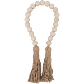Farmhouse Beads 24in Wood Bead Garland with Tassels Rustic Country Decor Prayer Wall Hanging Bead Decoration for Gifts Ornamen