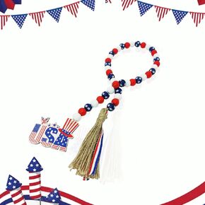 Christmas Decorations, Wooden Bead Garland for Christmas Tree, Creative Wooden Beads Garland for Christmas Valentine‘s Day Dec, Rustic Country Decor Prayer Boho Beads Big Wall Hanging Decor