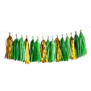 Blue and Orange Tassel Garland,Tissue Tassel Banner for Party Decorations,Pack of 20