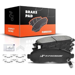 A-Premium Front Ceramic Disc Brake Pads Set Compatible with Select Nissan and Suzuki Models - Frontier 2005-2019, Pathfinder 2005-2012, Xterra 2005-2015, Equator 2009-2012, with Hardware, 4 Pcs