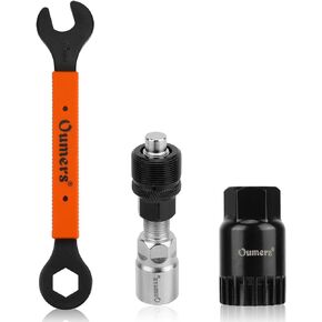 Oumers Bike Crank Puller Tool Set, Bike Crank Extractor Bike Bottom Bracket Remover Hex Allen Wrench 16mm 15mm Spanner Wrench Fit for Removing Bicycle Crank
