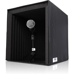 Pyle Sound Isolation Recording Shield Box - Microphone Foam Booth Cube, Sound Dampening Filter - Audio Acoustic Noise Isolator Platform Pads with Wedge Padding for Studio, Podcast, and Vocal Use