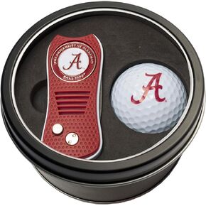 مجموعة هدايا Team Golf NCAA أداة Switchblade Divot مع علامة كرة مغناطيسية على الوجهين وكرة جولف، تصميم ذو شق واحد حاصل على براءة اختراع، ضرر أقل للخضر، آلية Switchblade