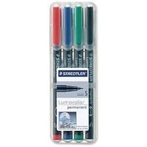STAEDTLER 313 Lumocolor Pen Permanent Superfine 0.4mm Assorted Ref 313WP4 [Wallet 4]