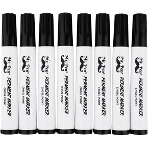 Mr. Pen - 8 Pack Thick Black Permanent Markers, Chisel Tip