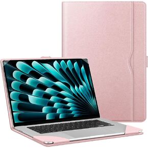 Fintie Sleeve Case for MacBook Air 15 Inch A3114 A2941 (2023 2024 Release), Premium PU Leather Folio Book Cover for MacBook Air 15.3" M2 M3 Chip with Liquid Retina Display and Touch ID, Gray