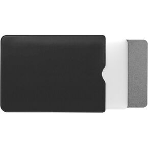 Minimalist Style PU Leather Laptop Sleeve for 2023 MacBook Air 15 inch A2941 M2 Chip, Inner Soft Fluff Thickened Padded Portable Travelling Notebook Bag Case (Black)