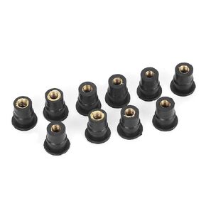 Aramox Rubber Well Nuts, 10Pcs M5 Rubber Well Nuts 5 mm/0.2 Inch Metric Motorcycle Windshield Bolt Well Nuts, Black
