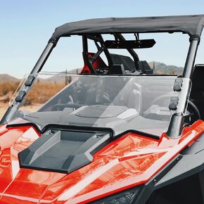 KEMIMOTO 1/2 Half Windshield Compatible with Polaris RZR PRO XP /4 RZR PRO R / RZR Turbo R 2020-2024 Polycarbonate UTV Front Clear Heavy Duty Windshield Shock Resistant Prevents Rocks Wind Debris
