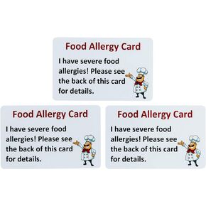 Chef Card Customized Allergy Emergency Contact Card Restaurant Chef Food Allergy Allergies. Pack of Two Customized Cards!
