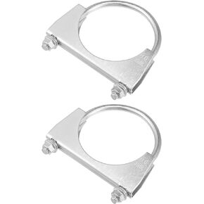 Round U Bolt Clamp/Muffler Exhaust Clamps for Car RV Truck Boat/Durable Mild Steel 2.15" ID 54mm / 2 Pcs Silver Tone