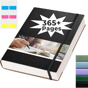 EMSHOI Bible Journal Lined Notebook 8.5 x 11, 400 Pages A4 Large 100GSM Thick Journals for Writing, Softcover Leather Journal for Women Men, College Ruled Notebook for Work, Note Taking, Black